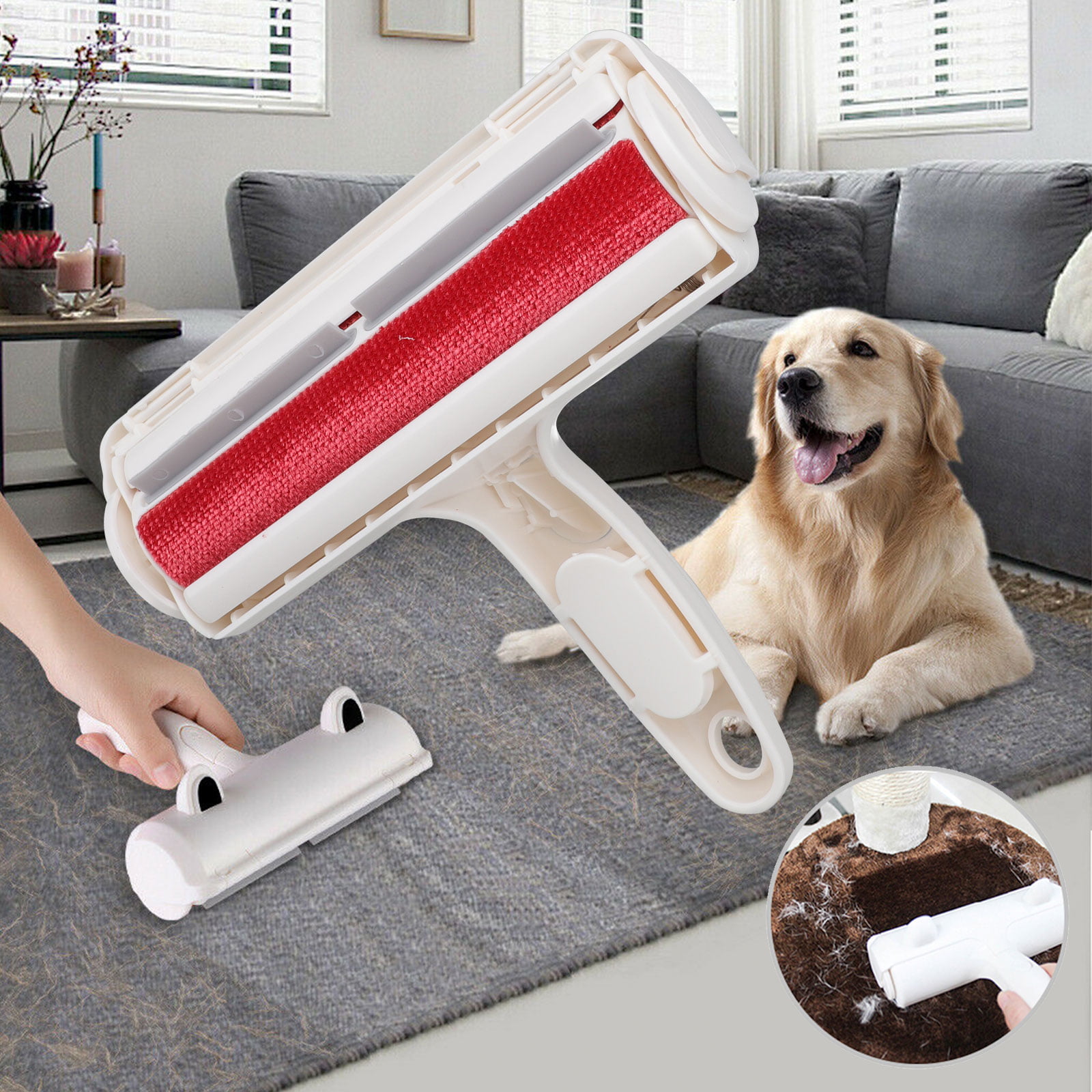 Pet Hair Remover Sofa Clothes Lint Cleaning Brush Dog Cat Fur Roller Reusable US 