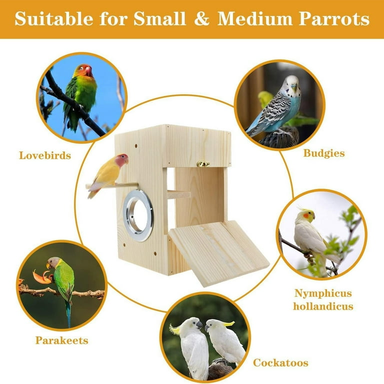 Bird Nest Box, Parakeet Breeding Nest Box, Bird Nest House Wooden