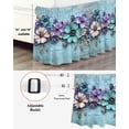 thumbnail image 3 of Spring Purple Flowers Wrap Around Bed Skirts for King Bed 16" Drop,Bed Skirt with Adjustable Elastic Belt Dust Ruffle Bed Valance for Bedroom Hotel Floral Mottled Teal Wall Retro Bed Frame Cover, 3 of 7