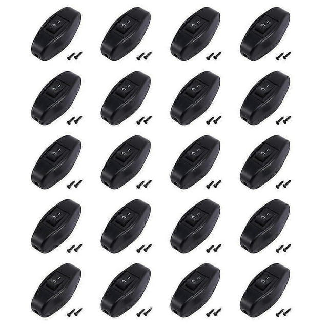 20X Black Bedroom on Off Button in Line Switch 6A/250VAC 10A/125VAC