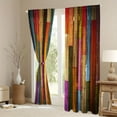 thumbnail image 4 of WNOOHIY Colorful Wooden Plank Pattern Polyester Curtains for Bedroom, Living Room,Set of 2 Panels, 4 of 6