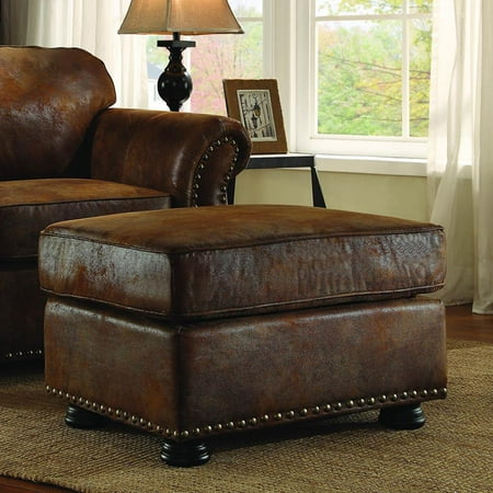 Homelegance Corvallis Ottoman in Bomber Jacket Microfiber