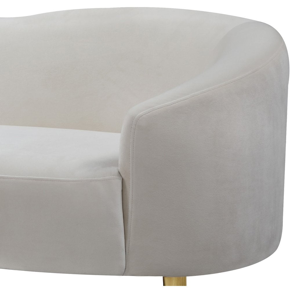 Meridian Furniture Ritz Contemporary Velvet Sofa in Cream