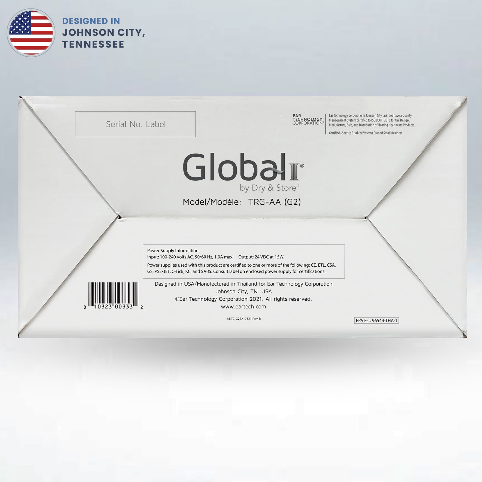 Global II by Dry & Store Electric Hearing Aid Dehumidifier with UV-C Lamp