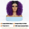 thumbnail image 5 of 16" Kinky Curly Synthetic Lace Front Wig Black Blonde Wigs For Women Glueless Female Ginger Purple Heat Resistant Natural Hair TT1B-Purple 180%, 5 of 6