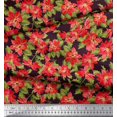 thumbnail image 3 of Soimoi polyester Crepe Fabric Holly Leaves & Floral Print Fabric by Yard 52 Inch Wide, 3 of 3