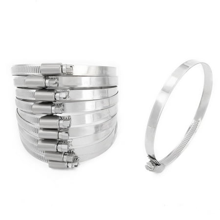 - 78mm to 101mm Dia Range 201 Stainless Steel German Type Hose Clamp Hoop 10pcs