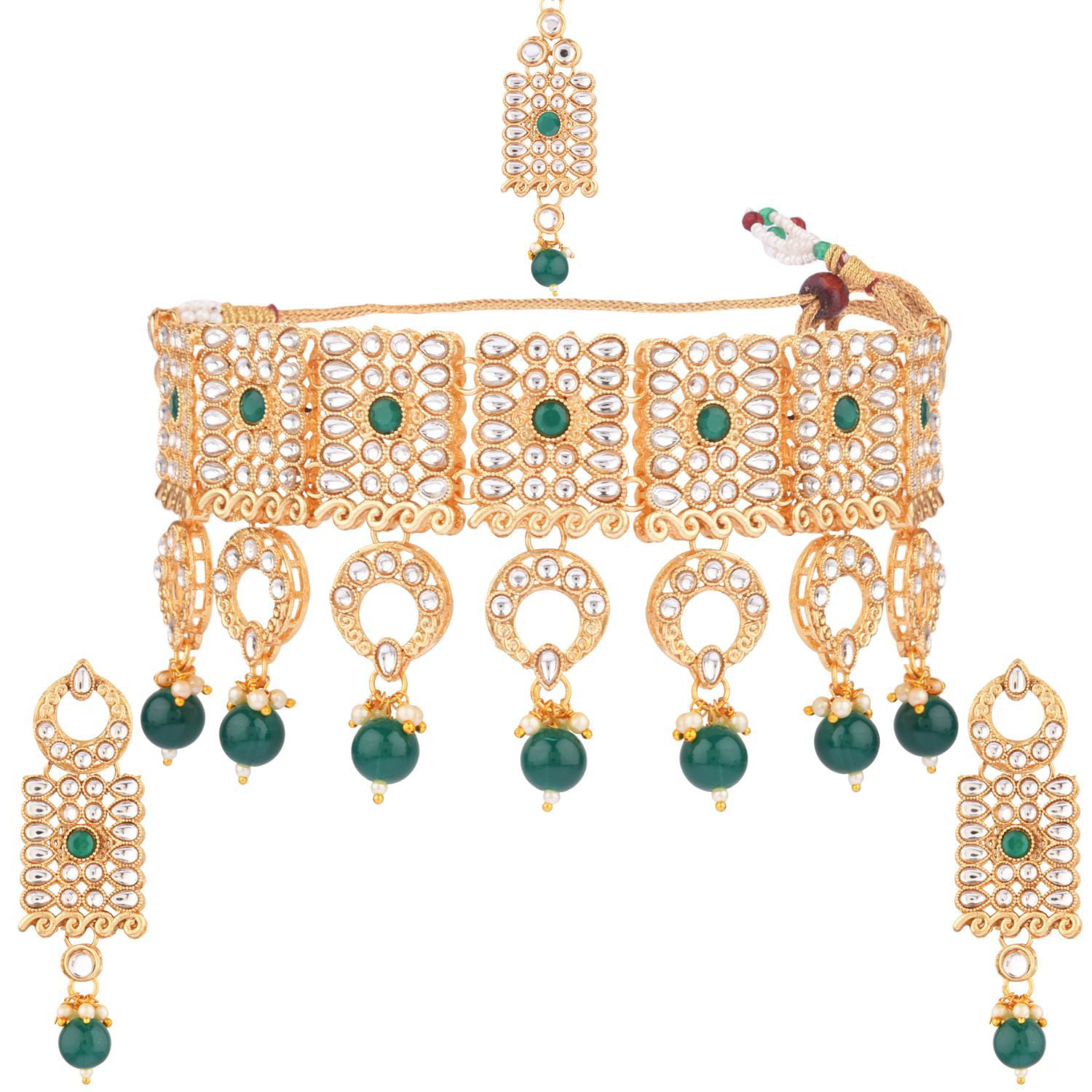 Details about   ETHNIC INDIAN LONG HAR JEWELRY GOLDTONE BRIDAL PEARL CZ NECKLACE EARRINGS SET 