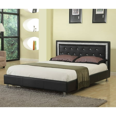 Best Master Furniture Upholstered Platform Bed, Faux Leather, Cal. King