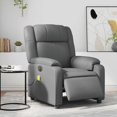 thumbnail image 2 of Sillón reclinable eléctrico para masajes con respaldo lateral VidaXL, piel sintética gris, 2 of 9