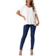 thumbnail image 2 of INSPIRAR CHIC Blusas de Lino para Mujeres, Camisetas de Manga Corta, Ropa Casual Básica de Verano, Blusa Suelta de Color Sólido M Blanca, 2 of 6