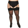 thumbnail image 2 of MeMoi Women's Back Seam/Cuban Heel Plus Size Curvy Thigh High Stocking - Womens - Female, 3X/4X, Black-Red, 2 of 9