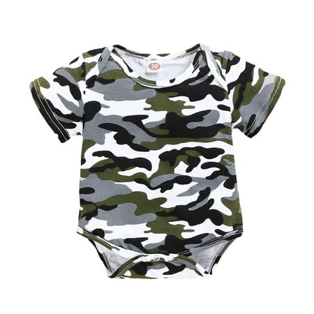 

KIMI BEAR Newborn Baby Boys Outfits 12 Months Newborn Boy Spring Summer Outfits 18 Months Newborn Boy Cool Camou Prints Short Sleeve Romper Bodysuit Gray