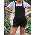 thumbnail image 4 of Women'S Summer Casual Bib Short Overalls Loose Linen Jumpsuit Beach Outfits Travel Vacation Clothes Black XL, 4 of 6