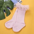 thumbnail image 4 of ITFABS Girl Solid Color Tube Socks, Anti-slip Warm Calf Sock with Mesh Ruffle, 4 of 8