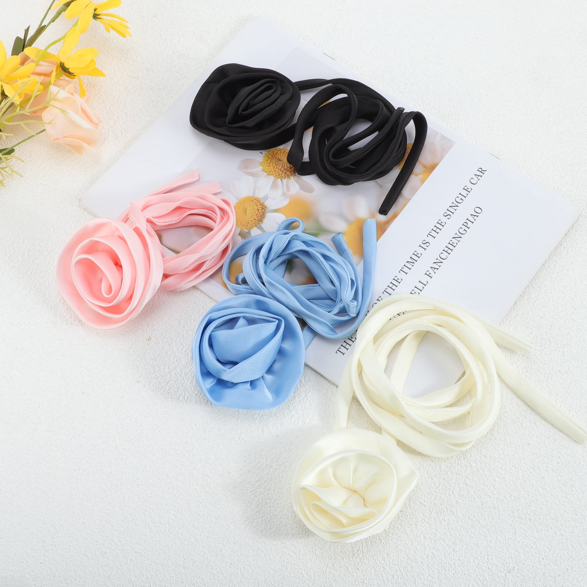 Unique Bargains Rose Adjustable Choker Necklace for Women 1Pc Black