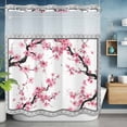thumbnail image 6 of No Hook Shower Curtains with Snap-in Liner Set, Spring Pink Flowers Waterproof Hotel Style Bathroom Shower Curtain, Botanical Peach Blossoms Floral Breathable Mesh Top Window Bath Curtains 72''x78'', 6 of 9