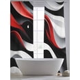 thumbnail image 5 of Abstract Gradient Stitching Sheer Curtains for Living Room Bedroom, Light-filtering Sheer Curtain, Red Black White Water Ripple Rod Pocket Voile Window Treatment Drapes, 52’’Wx96’’L, 2 Panels Set, 5 of 7