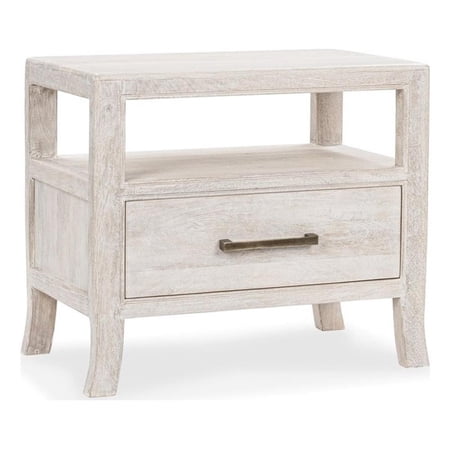 Pemberly Row Transitional Mango Wood Nightstand White Finish