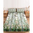 thumbnail image 2 of Twin Sze Fitted Sheet Set - Dark Green Grass 2 Piece Bedding Sets 16" Deep Pocket Fitted Sheet with 1 Pillowcase, Flower Dragonfly Retro Pastoral Rustic Brushed Microfiber Hotel Luxury Bed Sheets, 2 of 9