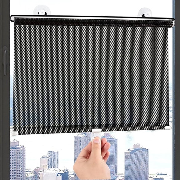 Suction Cup Blinds Suction Cup Blackout Curtains Light Filtering Blinds Cordless Roller Shades Sun Blocking Curtains Balcony Suction Cup Sunshade Window Curtain Shade Roller（Blac