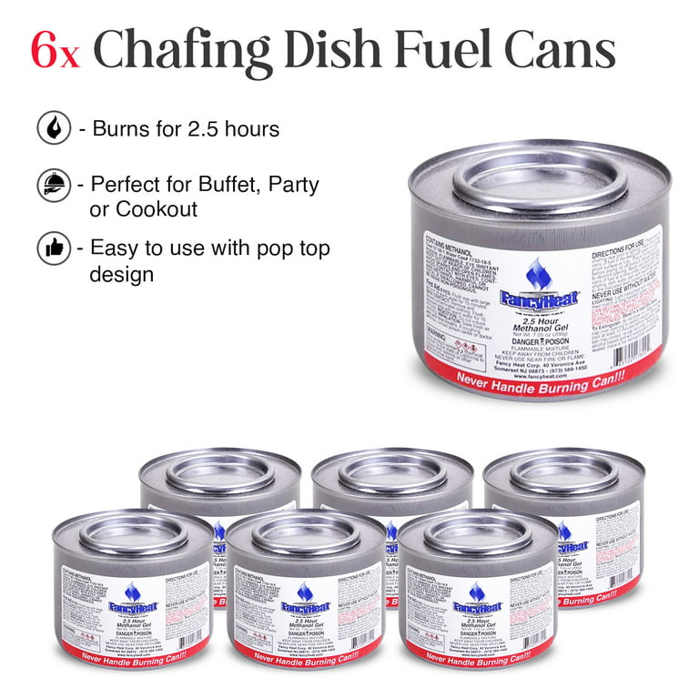 Food Warmer Gel Cans for Chafing Dish (Set of 6 Gel Warming Cans) - Food  Warmers for