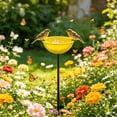 thumbnail image 6 of Metal Flower Garden Stake Bird Bath, Artificial Alloy Outdoor Yard Art Bird Feeder Bowl, Pollinator Watering Station for Butterflies, 1.96" x 3.54" x 25.78", KTFgvq, 6 of 6