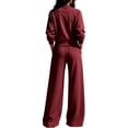 thumbnail image 3 of 2 Piece Sets for Women Zip Up Mock Neck Jacket and Wide Leg Pants Tracksuit Regular Breathable Athleisure Outfits ,L, 3 of 3