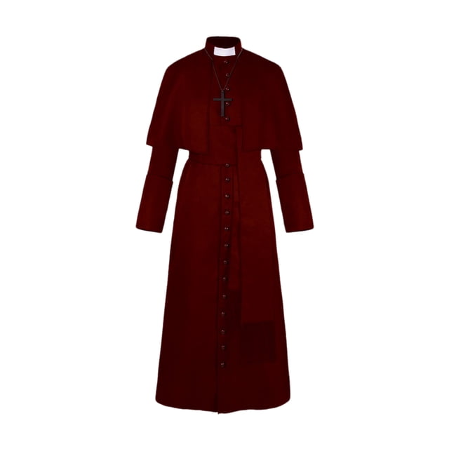 Traje de sacerdote Disfraz de sacerdote de Halloween con collar cruzado Unisex Hombres Mujeres Sólido Largo Padre Vicario Vestido de lujo Prendas de vestir Sacerdote medieval Disfraces de cosplay Fies Eccomum Traje de sacerdote