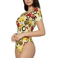 thumbnail image 2 of KLL Women 's Crew Neck Bodysuit Jumpsuits Vehicles Print Short onesies Stretch T Shirts, 2 of 7