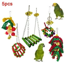 Visland 1/5Pcs Bird Toy, Hanging Swing Funny Parrot Rattan Ball Chew Toy for Small Parakeets, Cockatiels, Conures, Finches, Budgie, Macaws, Parrots, Love Birds