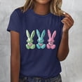 thumbnail image 2 of Pisexur Hauts de Printemps pour Femmes 2025, Hauts d'Entraînement Femmes, Hauts d'Entraînement Femmes T-Shirt Imprimé Manches Courtes Col Rond Chandail à la Mode Bleu Foncé, S, 2 of 5