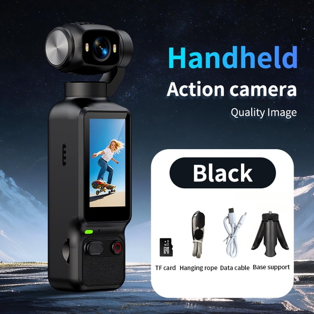 Handheld Gimbal Camera, 1080P HD Stabilized Action Camera with 1.97" Touchscreen, Fill Light & Face Tracking for Vlog/Travel/Selfie
