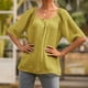 thumbnail image 5 of Camiseta Mujer Manga Corta Botón Camiseta Mujer Verano Top Blusa, L, Verde AweSitey AP001222-07, 5 of 7