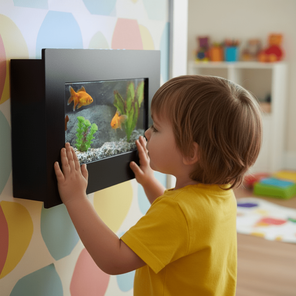 Aussie Aquariums 3.0 Modern Wall Mounted Fish Tank – Contemporary Aquatic Habitat and Living Art Display (View, Black)