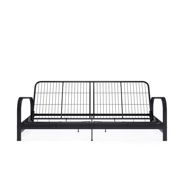 Mainstays Metal Arm Futon Black Metal Frame with Black Mattress
