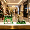 thumbnail image 5 of Liamobondopolis Green Gold Gradient Reindeer Figurine Set of 2 Metallic Deer Statues for Christmas Mantel and Home Decor, 5 of 9