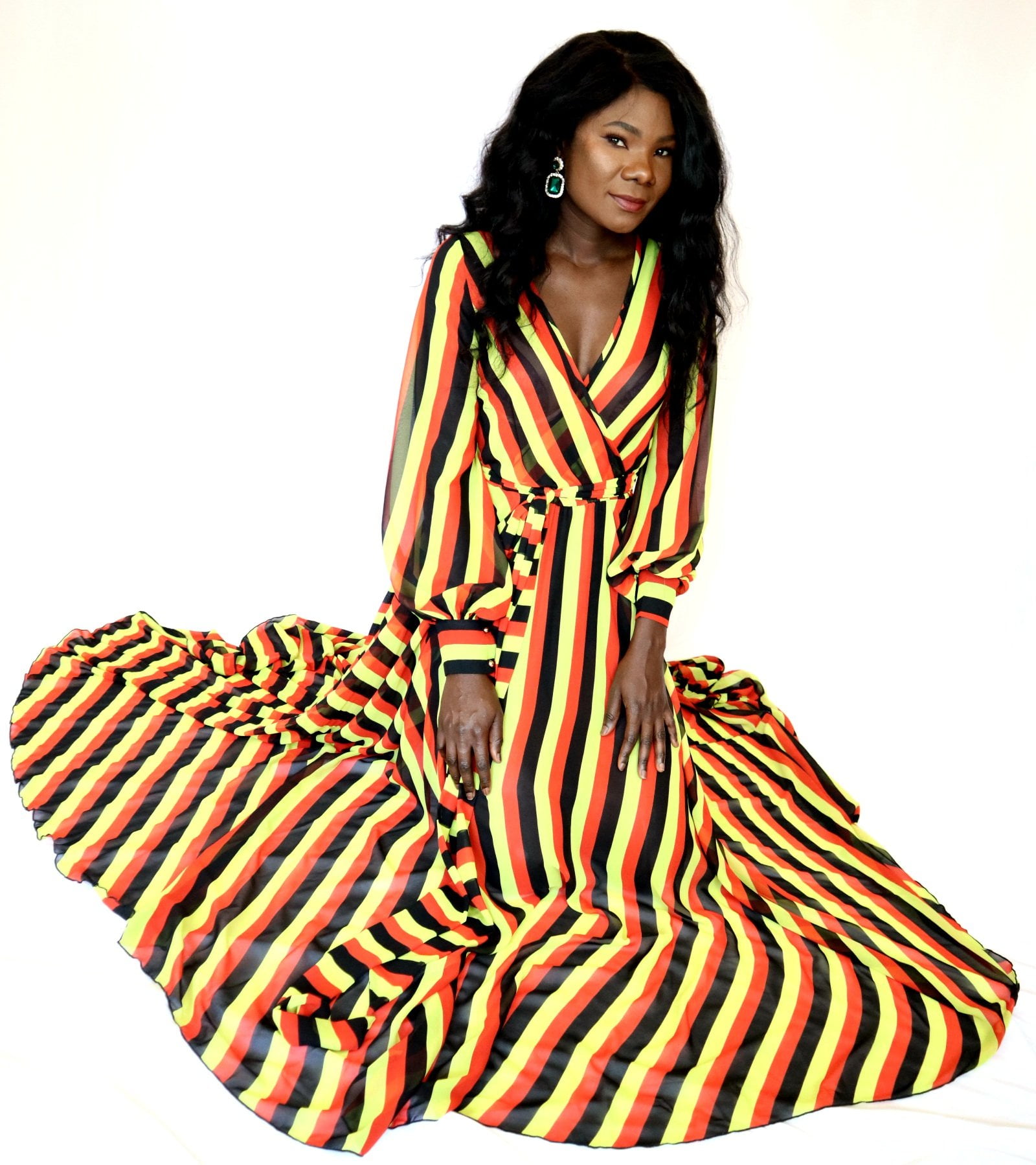 Gaudy Long Sleeve Maxi Dress