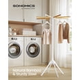 thumbnail image 2 of SONGMICS Clothes Drying Rack, with Bamboo Hanging Rods, Foldable Metal Laundry Rack, Space-Saving, Free-Standing Airer, Indoor Use, White and Natural, 2 of 6