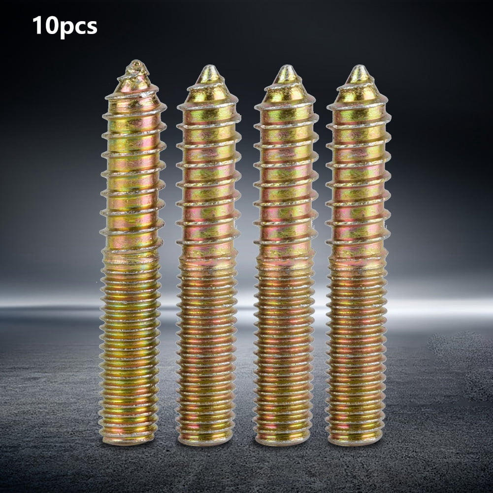 10pcs 6*60mm Dowel Screw Woodworking Furniture Connector Double Ended