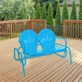thumbnail image 2 of Northlight 2-Person Outdoor Retro Metal Tulip Double Glider Patio Chair, Turquoise Blue, 2 of 4