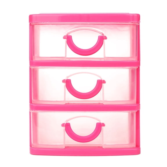 Infidev Plastic 3-Compartment Desktop Storage Organizer with Mini Desktop Drawer Case, Red