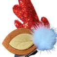 thumbnail image 3 of Pinzas para el pelo navideñas con cuernos de reno brillantes de Needzo, accesorios navideños con bola de pelusa, orejas de animal y purpurina, accesorio de fiesta de suéter feo, 2 pinzas, 7,6 x 7,6 cm, 3 of 5