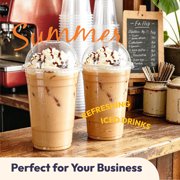Fit Meal Prep 16oz Cold Coffee Clear Plastic Boba Cups with Dome Lids,100 Pack Disposable Dome Lid Cups for Iced Coffee,Smoothies,Parfaits & Desserts