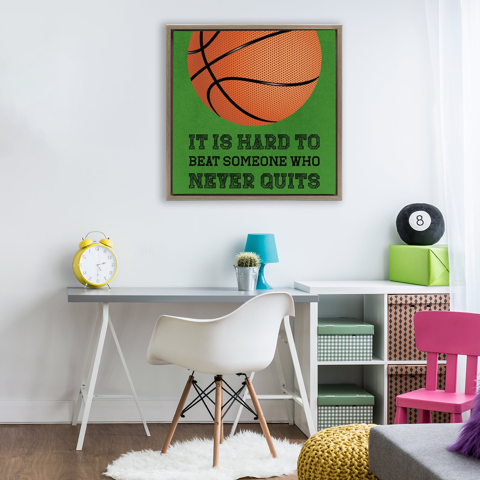 Someone Who Never Quits Brown Framed Floater Canvas Wall Art, design by Marcus Prime