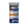 thumbnail image 2 of Nature Bedding Set with Sheet & Covers, Thunder over the Sea with Reflections Storm Theme Mother Earth Theme Image, Printed Bedroom Decor 2 Shams, 4 Sizes, Orange Blue, by Ambesonne, 2 of 3