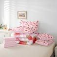 thumbnail image 6 of Castle Fairy Girls Kawaii Ribbon Bowknot Twin Bedding Sets 7-Piece,Cartoon Strawberry Love Heart Bedding Comforter Set Microfiber,Geometric Plaid Breathable Sheet Sets,Microfiber Bedroom Decor, 6 of 8