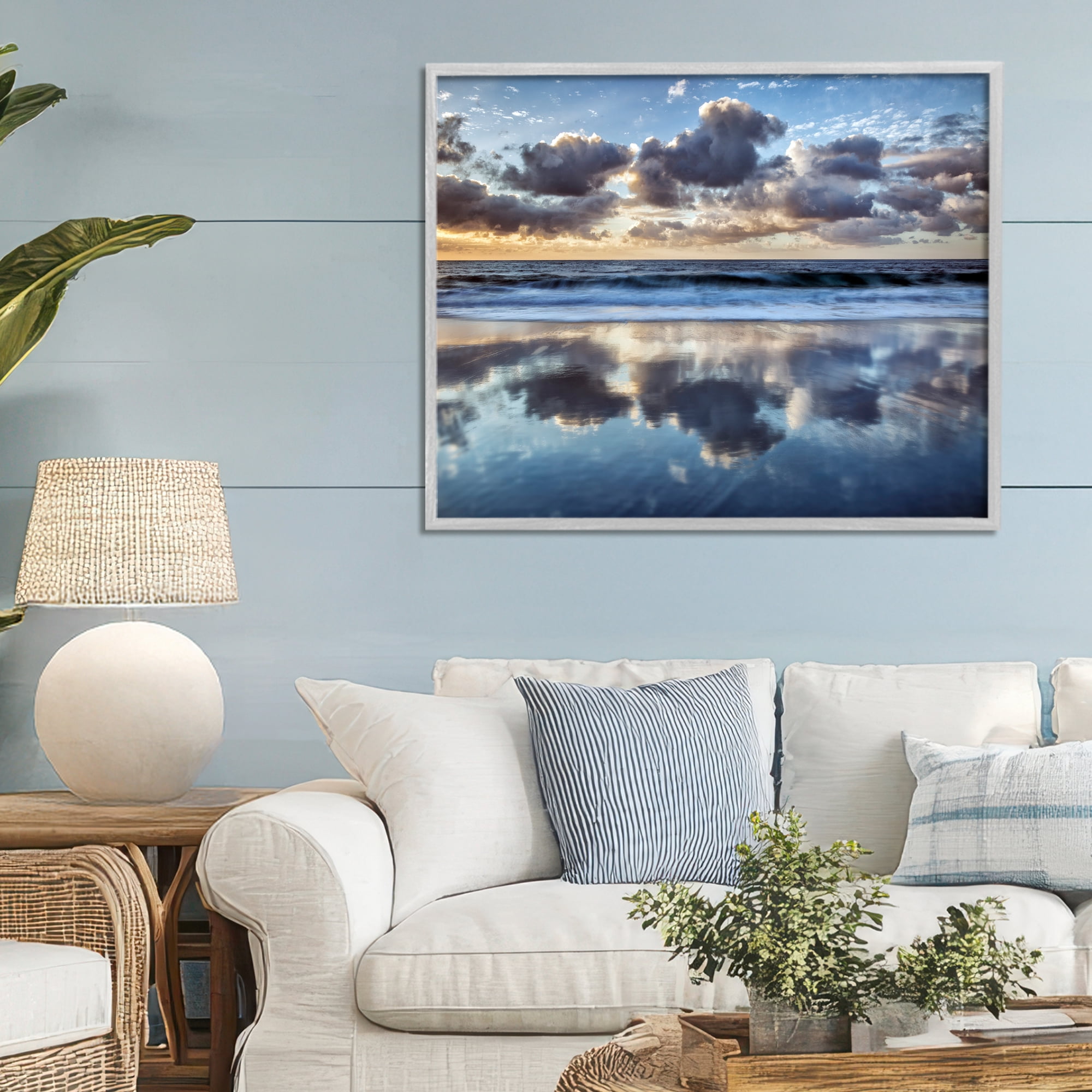 Stupell Industries Reflective Clouds Seascape Gray Framed Giclee Art, design by Superstock Partners LLC