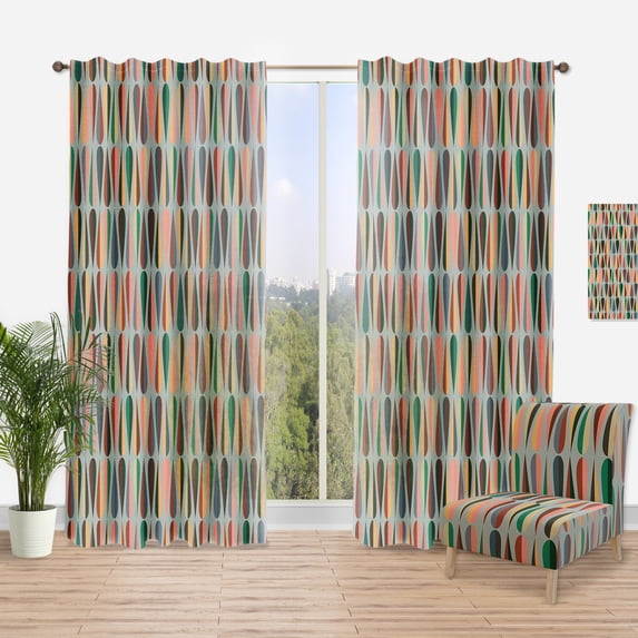 Designart 'Abstract Retro Drops IX' Mid-Century Modern Curtain Panel