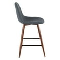 Pebble MidCentury Modern Counter Stool in Walnut and Blue by